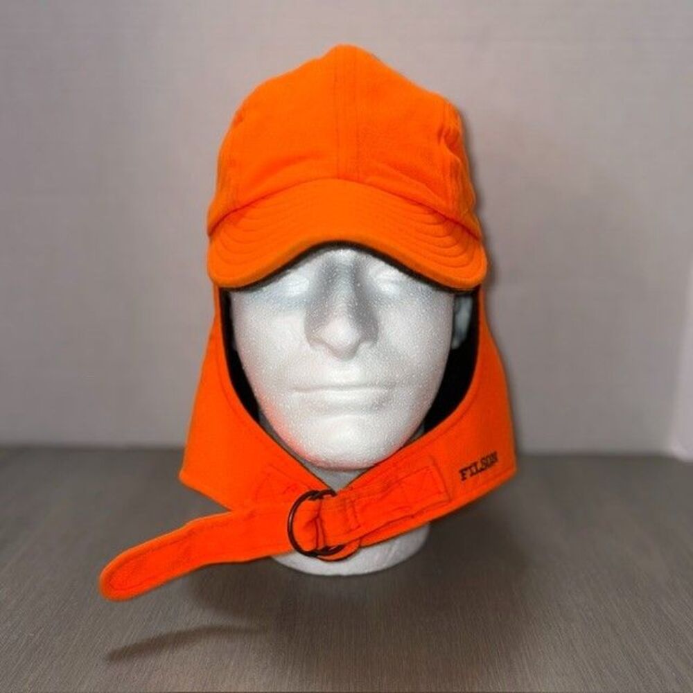 VTG Filson Big Game Upland Hat Sz Small Blaze Orange Wool Lined USA MADE
